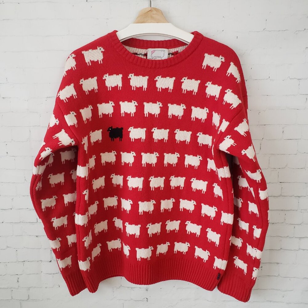 Warm snd Wonderful Diana Sheep Sweater Men’s Size S 100% Wool Red Rowing Blazers